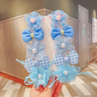 Girls Cute Plaid Print Star Hairpins (10 Pcs/1 Pata)